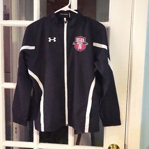 Under Armour teen jacket St. Ex basketball team Large black.color
